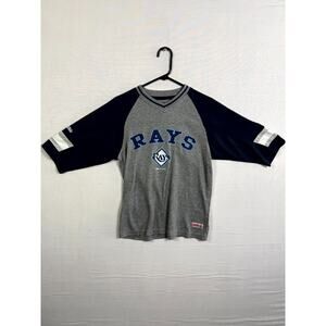 Stitches Jersey Mens Small Blue Gray MLB Tampa Bay Rays Short Sleeve Pullover